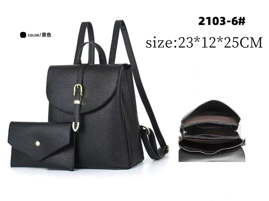 Chic Women's Small Soft Satchel Backpack – Classic Shoulder Bag with Buckle Closure & Adjustable Strap 2103-6 GC